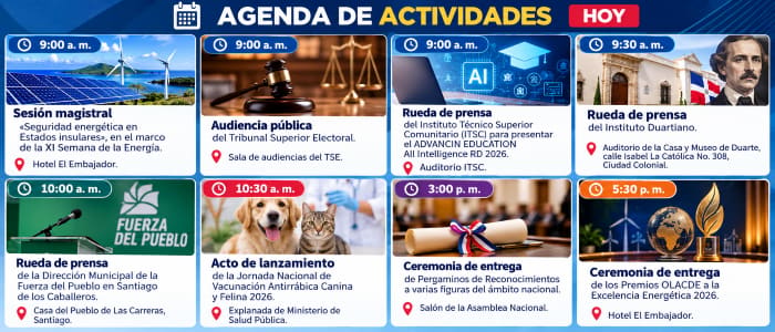 Conozca los eventos y convocatorias oficiales programados para este miércoles en el país