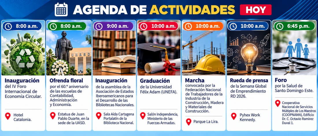 Conozca los eventos y actividades programados para la jornada de este miércoles en el país
