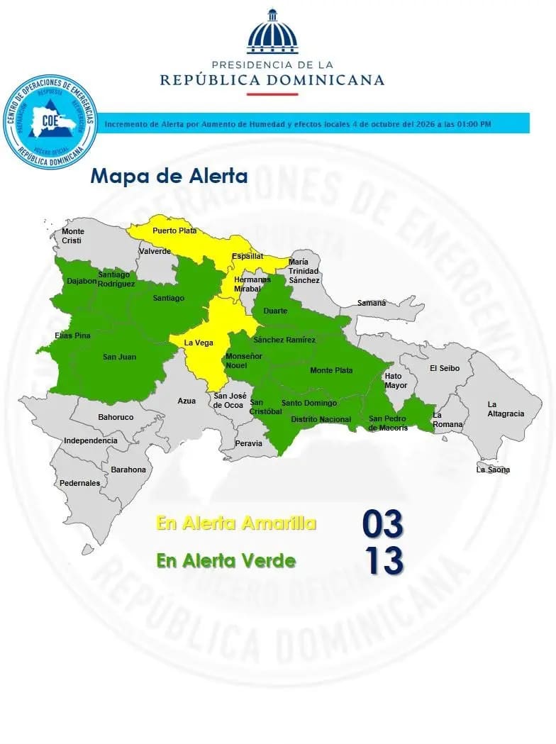 El COE modifica niveles de alerta en el país ante la incidencia de una activa vaguada