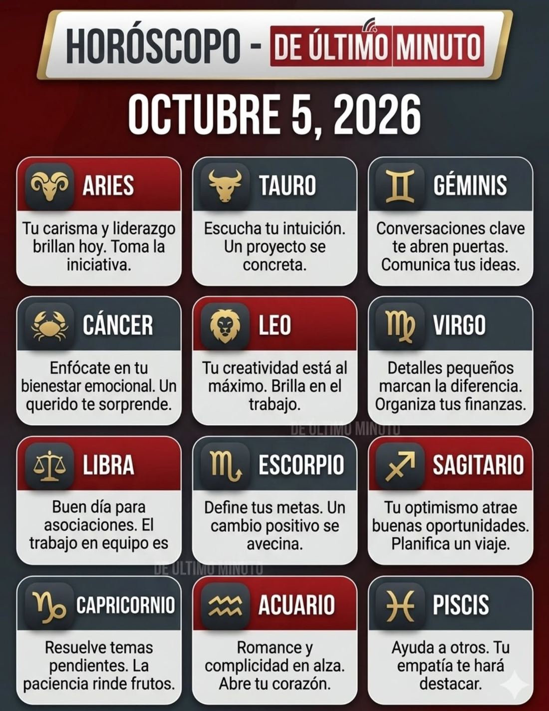 Predicciones del horóscopo para el inicio de semana este 5 de octubre de 2026