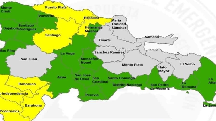 Alerta amarilla en siete provincias ante aguaceros fuertes y riesgo de granizadas