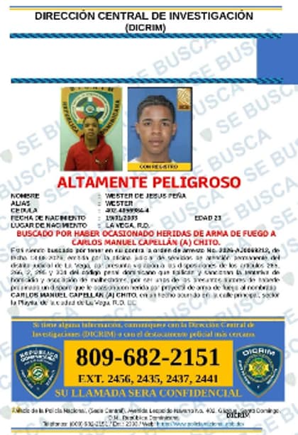 DICRIM intensifica búsqueda de hombre acusado de tentativa de homicidio en La Vega